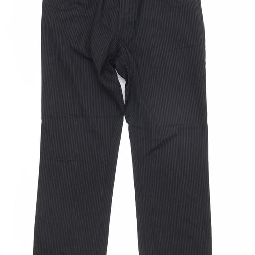 Next Womens Black Pinstripe Dress Pants Size 12 Regular Fit Workwear