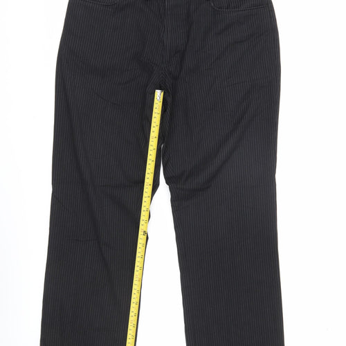 Next Womens Black Pinstripe Dress Pants Size 12 Regular Fit Workwear
