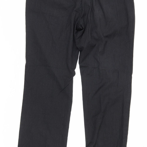 Next Womens Black Pinstripe Dress Pants Size 12 Regular Fit Workwear