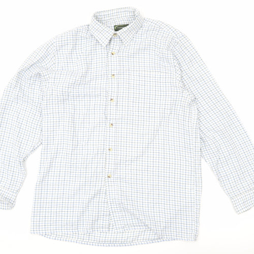 Champion Men's White Check Button-Up Shirt XL Long Sleeve Woven