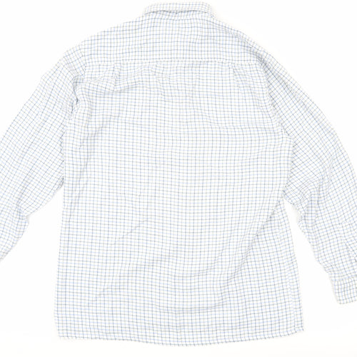 Champion Men's White Check Button-Up Shirt XL Long Sleeve Woven