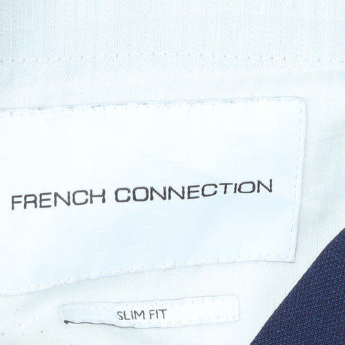 French Connection Men's Blue Slim Fit Dress Pants 30in Waist Wool Blend