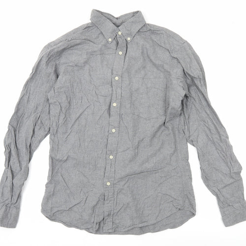 Uniqlo Men's Grey M Button-Down Long Sleeve Cotton Shirt