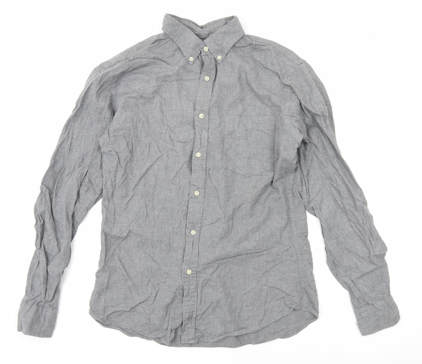 Uniqlo Men's Grey M Button-Down Long Sleeve Cotton Shirt