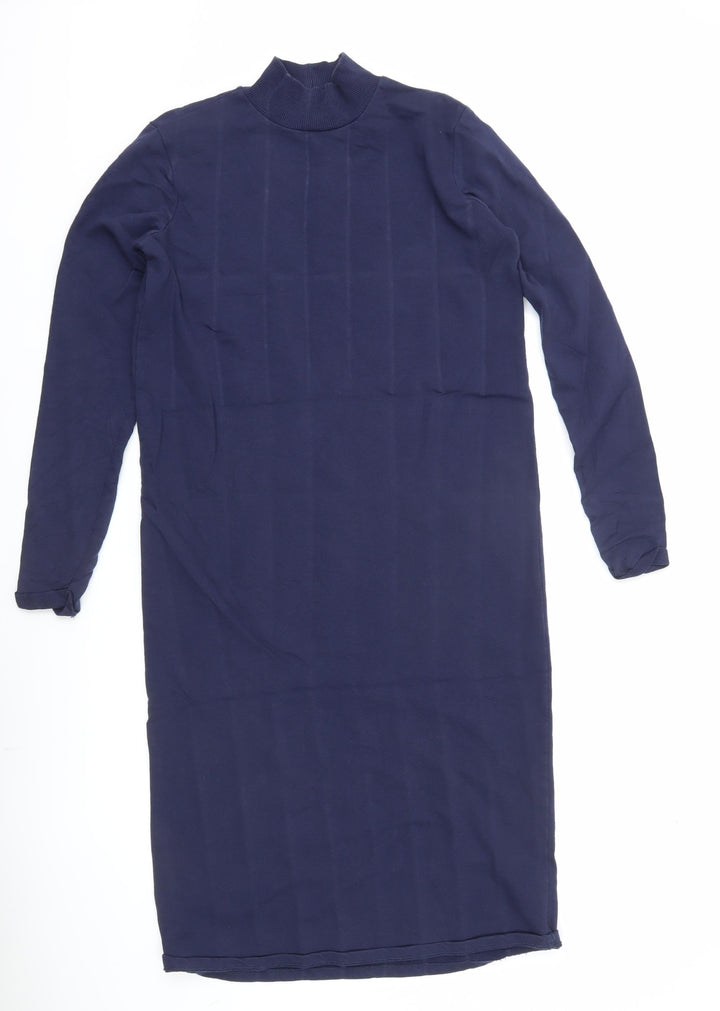 ASOS Women’s Blue Size 6 Bodycon Knit High Neck Long Sleeve Knee Length Dress