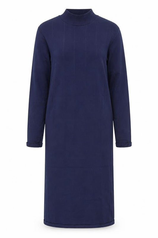 Front view of ASOS Women’s Blue, size UK 6, Bodycon Knit High Neck Long Sleeve Knee Length Dress