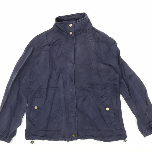 Joules Womens Blue Cotton Mid-Length Casual Jacket Size 10