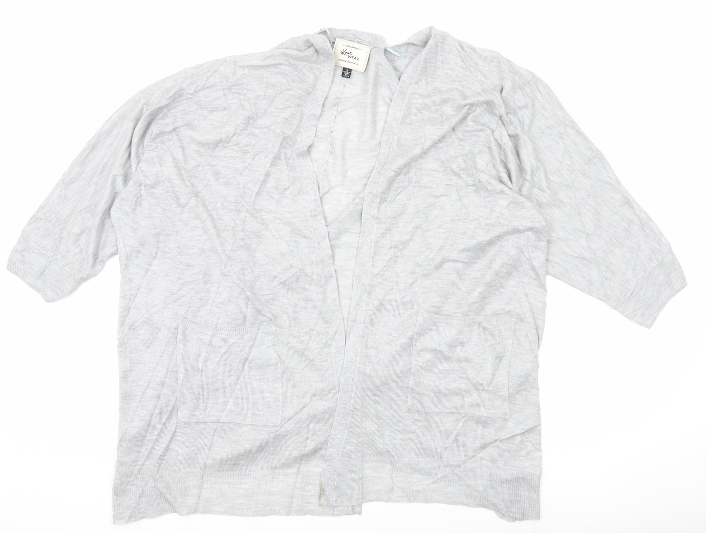 Cotton On Women’s Grey V-Neck Knit Cardigan S 3/4 Sleeve Pockets