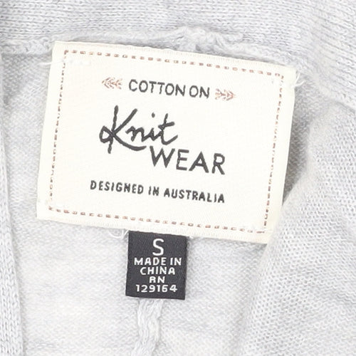 Cotton On Women’s Grey V-Neck Knit Cardigan S 3/4 Sleeve Pockets