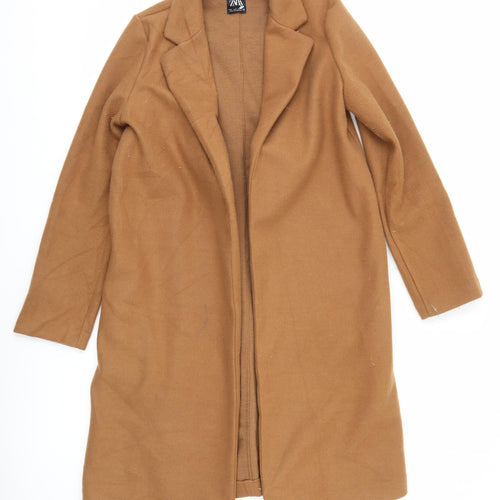 Zara Women’s Brown Long Open Overcoat Size S Autumn Winter