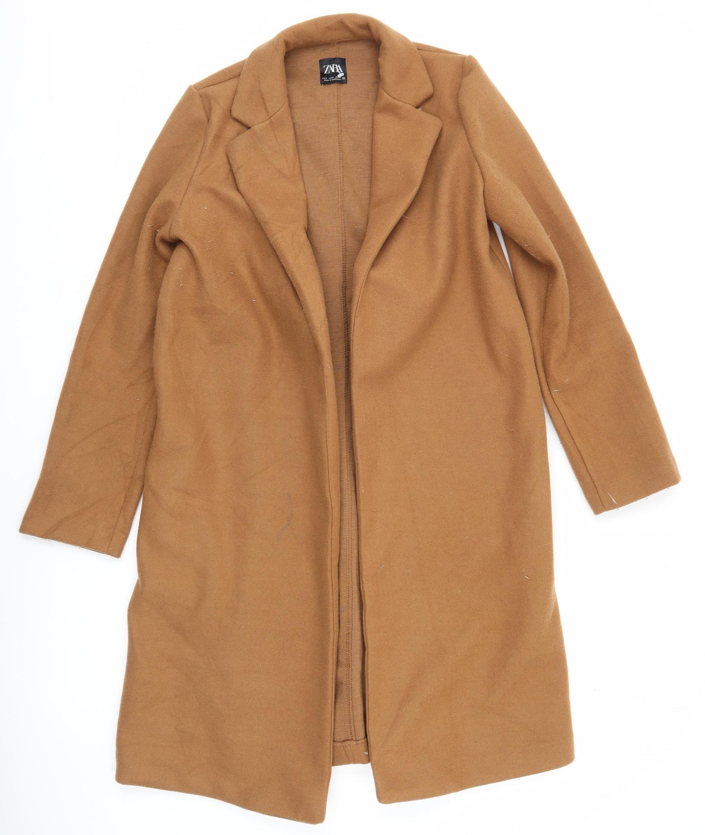 Zara Women’s Brown Long Open Overcoat Size S Autumn Winter