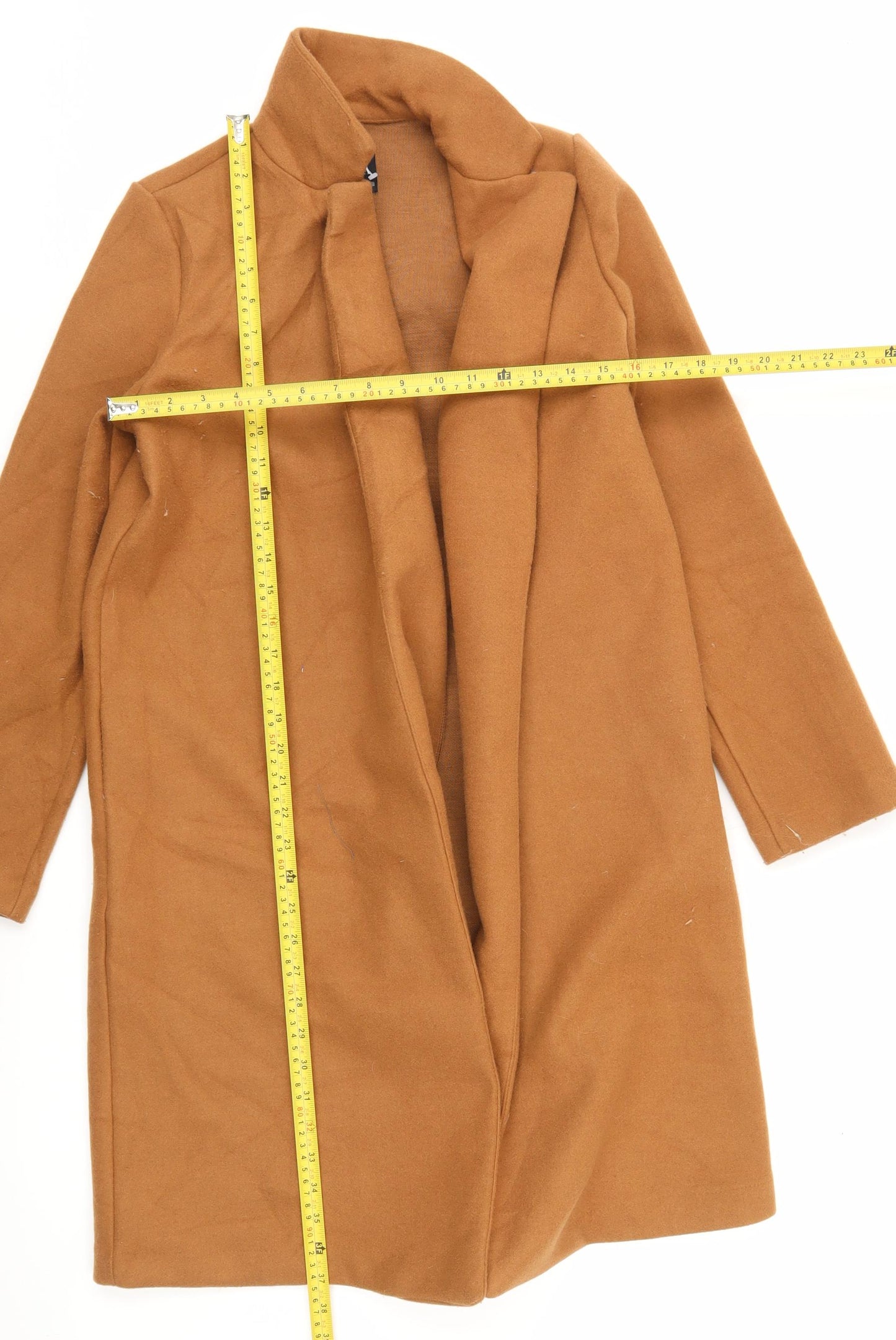 Zara Women’s Brown Long Open Overcoat Size S Autumn Winter
