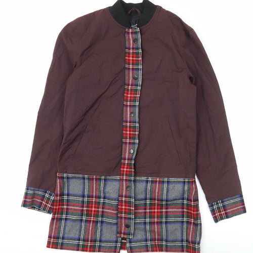 River Island Men’s Brown Plaid Trim Bomber Jacket XS Autumn Winter
