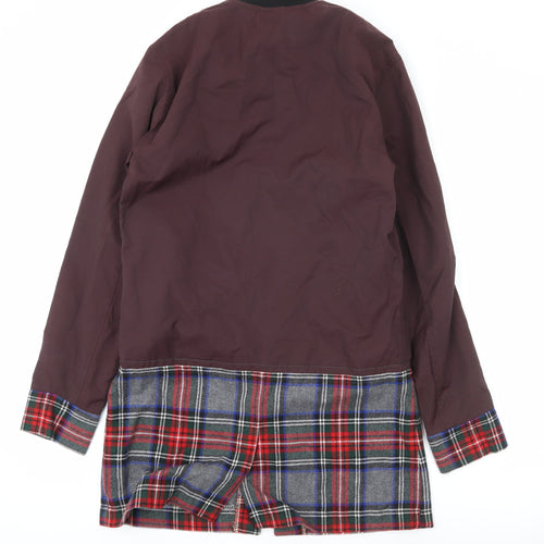 River Island Men’s Brown Plaid Trim Bomber Jacket XS Autumn Winter