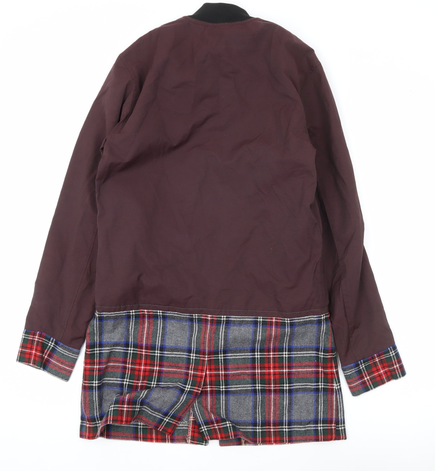 River Island Men’s Brown Plaid Trim Bomber Jacket XS Autumn Winter
