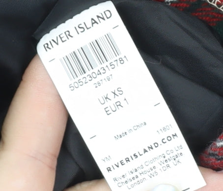 River Island Men’s Brown Plaid Trim Bomber Jacket XS Autumn Winter