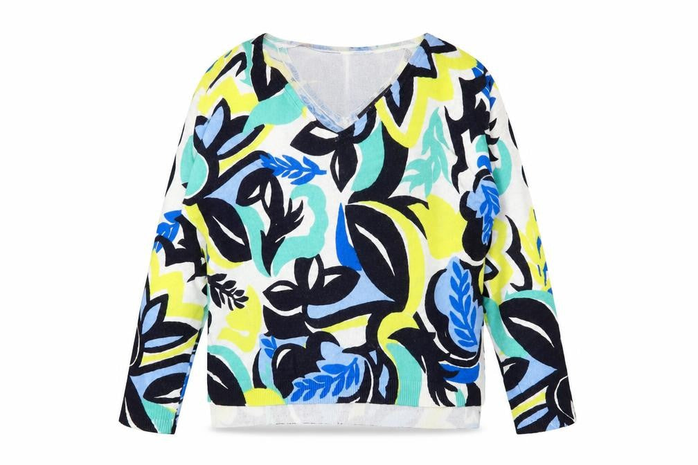 Marks and Spencer Women’s Multicoloured Floral V-Neck Jumper Size 12