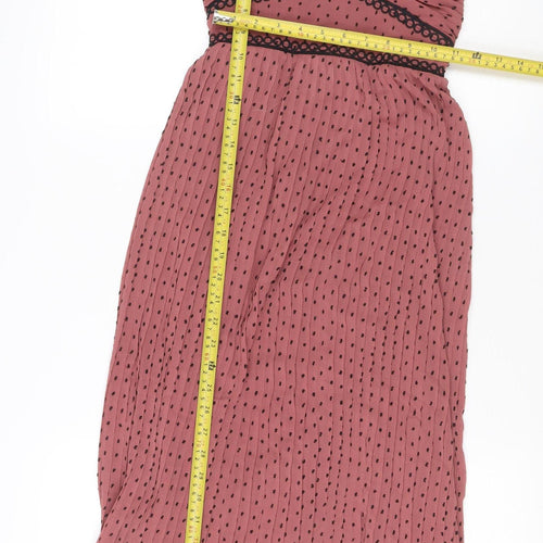 Little Mistress Women's Pink Polka Dot Midi Slip Dress UK 8