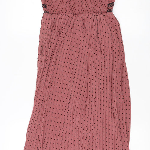 Little Mistress Women's Pink Polka Dot Midi Slip Dress UK 8