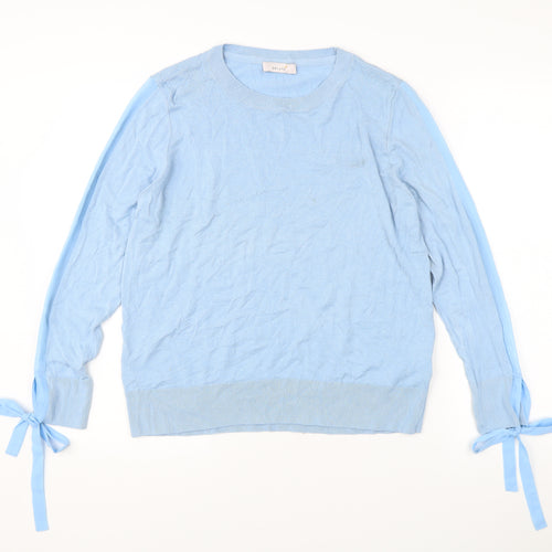 Marks and Spencer Women’s Blue Crew Neck Bow Sleeve Jumper Size 16