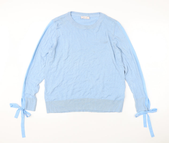 Marks and Spencer Women’s Blue Crew Neck Bow Sleeve Jumper Size 16