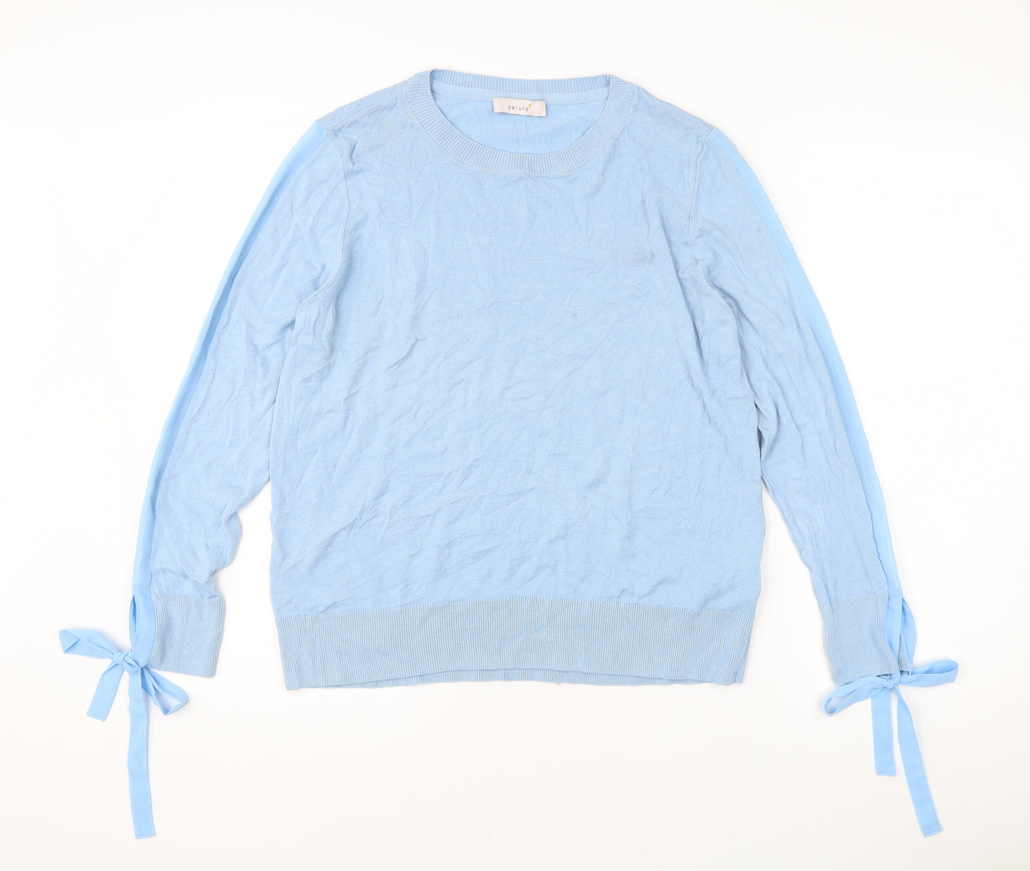 Marks and Spencer Women’s Blue Crew Neck Bow Sleeve Jumper Size 16