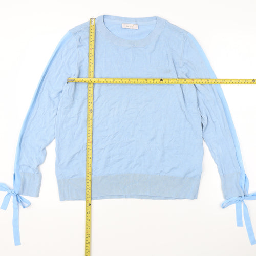 Marks and Spencer Women’s Blue Crew Neck Bow Sleeve Jumper Size 16