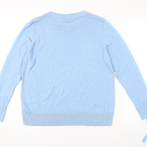 Marks and Spencer Women’s Blue Crew Neck Bow Sleeve Jumper Size 16