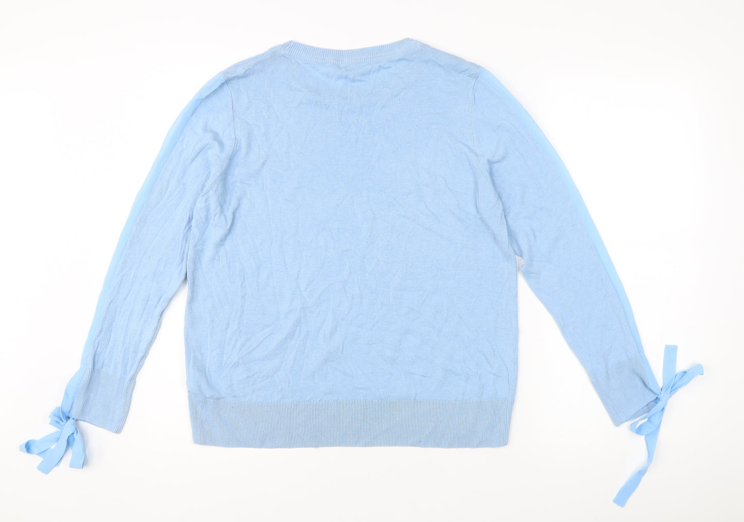 Marks and Spencer Women’s Blue Crew Neck Bow Sleeve Jumper Size 16