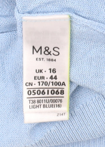 Marks and Spencer Women’s Blue Crew Neck Bow Sleeve Jumper Size 16