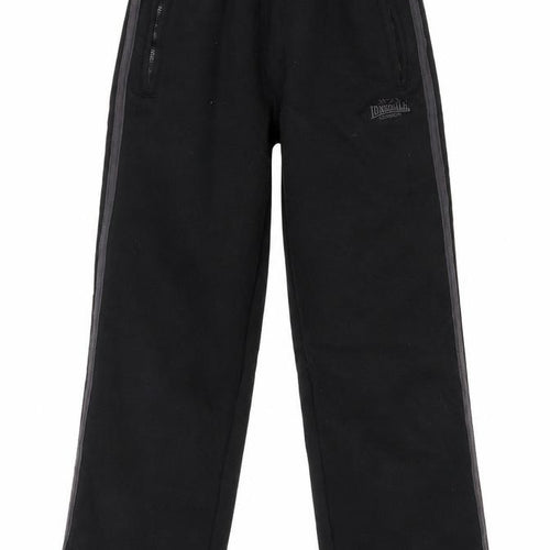 Lonsdale Boys Black Track Pants 9-10 Years Elastic Waist Fleece Sportswear