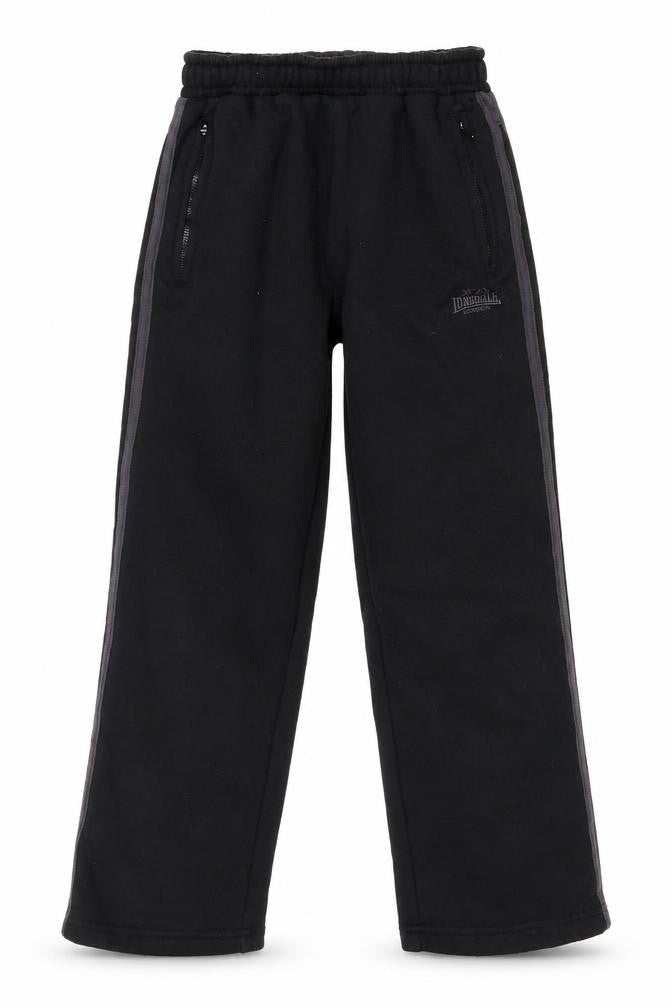 Lonsdale Boys Black Track Pants 9-10 Years Elastic Waist Fleece Sportswear