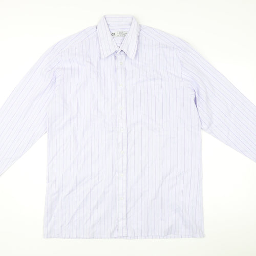 C&A Men’s White Striped Long Sleeve Dress Shirt Size 16 Formal
