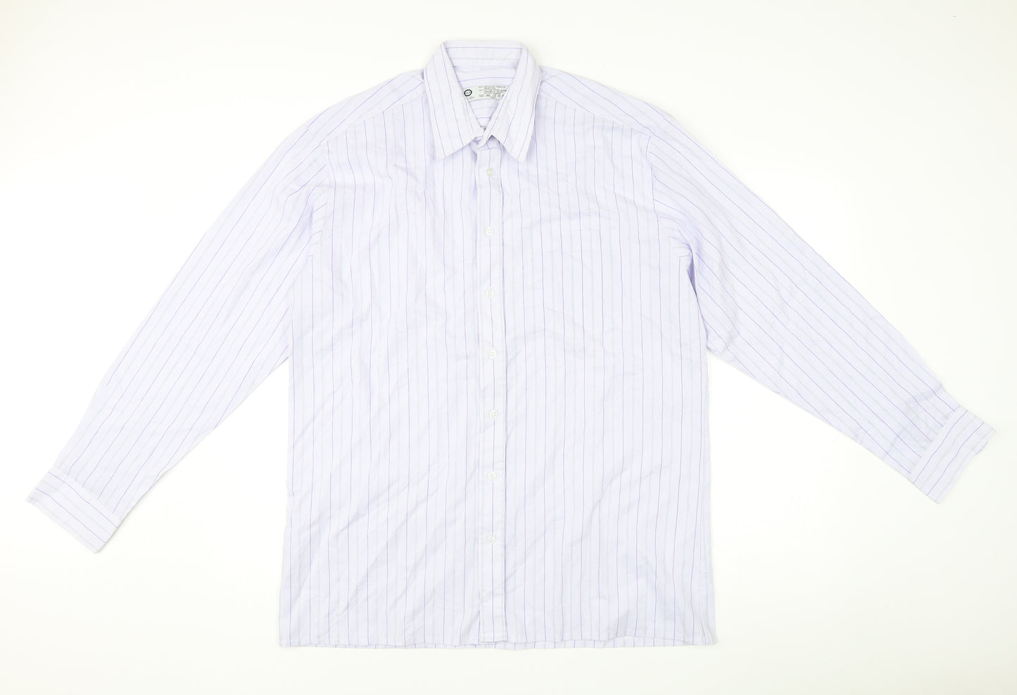 C&A Men’s White Striped Long Sleeve Dress Shirt Size 16 Formal