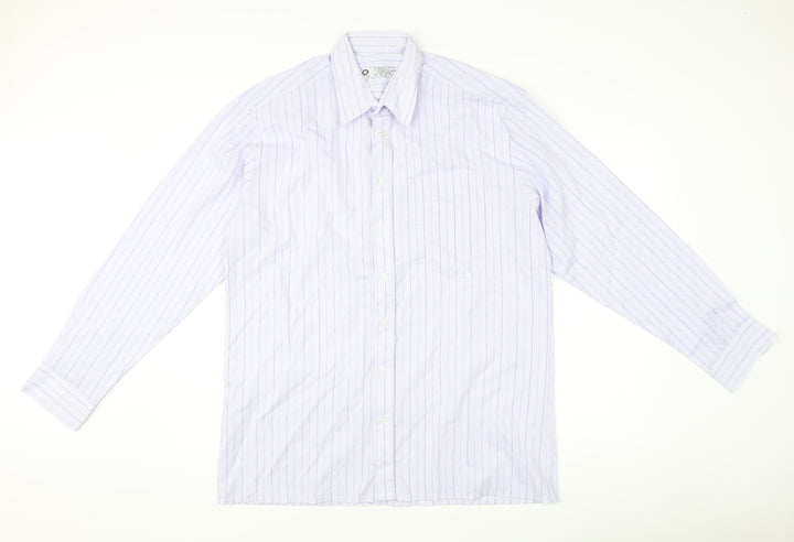 C&A Men’s White Striped Long Sleeve Dress Shirt Size 16 Formal