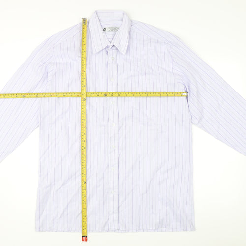 C&A Men’s White Striped Long Sleeve Dress Shirt Size 16 Formal