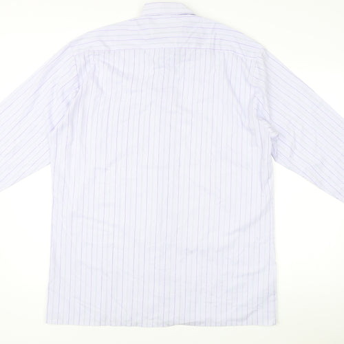 C&A Men’s White Striped Long Sleeve Dress Shirt Size 16 Formal