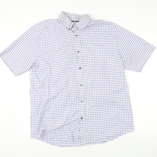 John Lewis Men Multicoloured Check Cotton Short Sleeve Dress Shirt XL