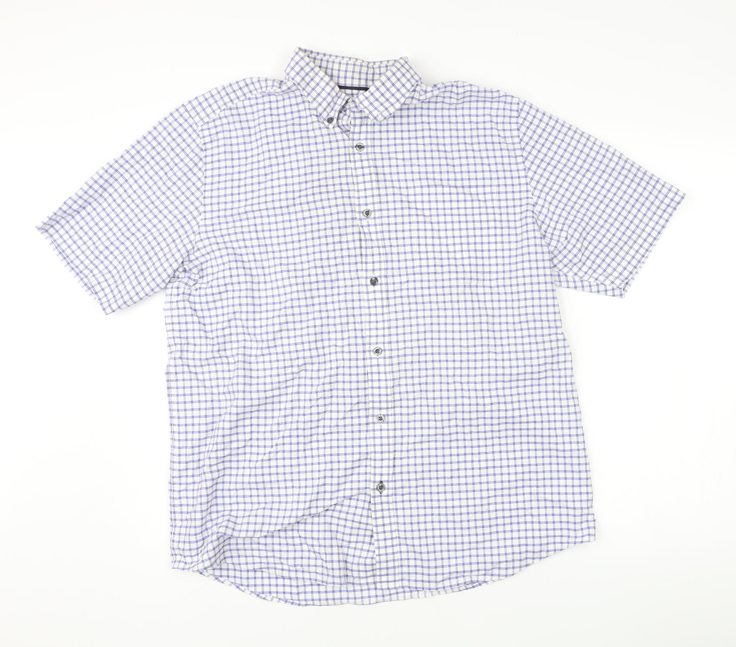 John Lewis Men Multicoloured Check Cotton Short Sleeve Dress Shirt XL