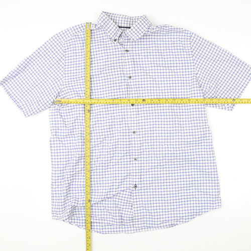 John Lewis Men Multicoloured Check Cotton Short Sleeve Dress Shirt XL