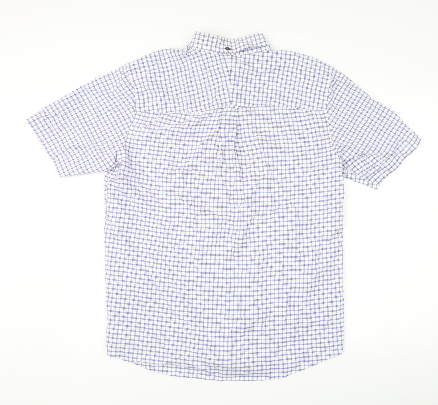 John Lewis Men Multicoloured Check Cotton Short Sleeve Dress Shirt XL