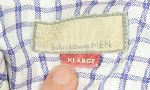 John Lewis Men Multicoloured Check Cotton Short Sleeve Dress Shirt XL