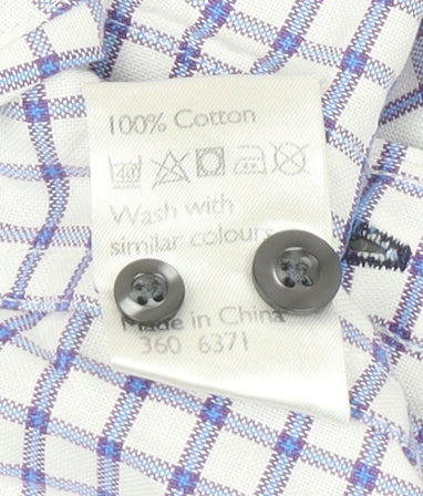 John Lewis Men Multicoloured Check Cotton Short Sleeve Dress Shirt XL