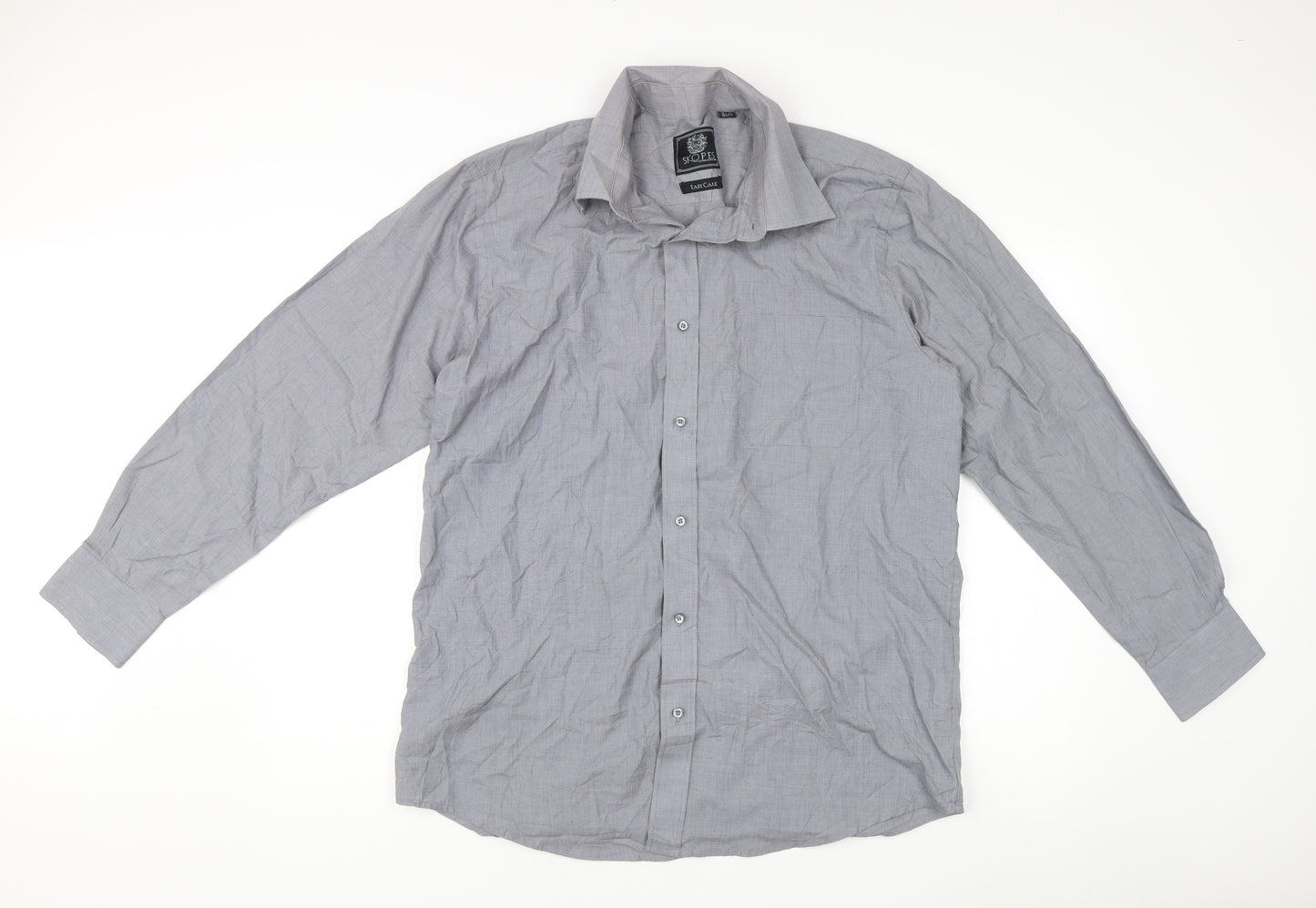 Skopes Men’s Grey XL Easy Care Dress Shirt – Long Sleeve, Business