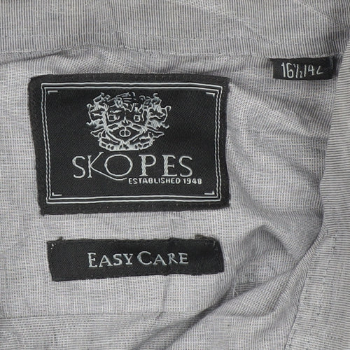 Skopes Men’s Grey XL Easy Care Dress Shirt – Long Sleeve, Business