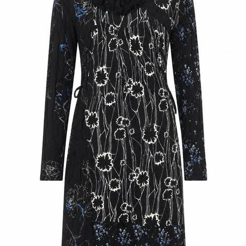 Zara Women Black Floral Midi Wrap Dress S Long Sleeve Autumn Winter