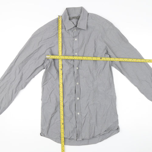 Reiss Men's Grey Check Cotton Long Sleeve Dress Shirt Size S