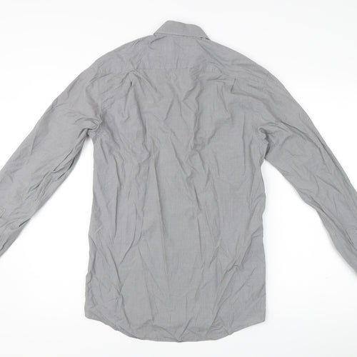 Reiss Men's Grey Check Cotton Long Sleeve Dress Shirt Size S