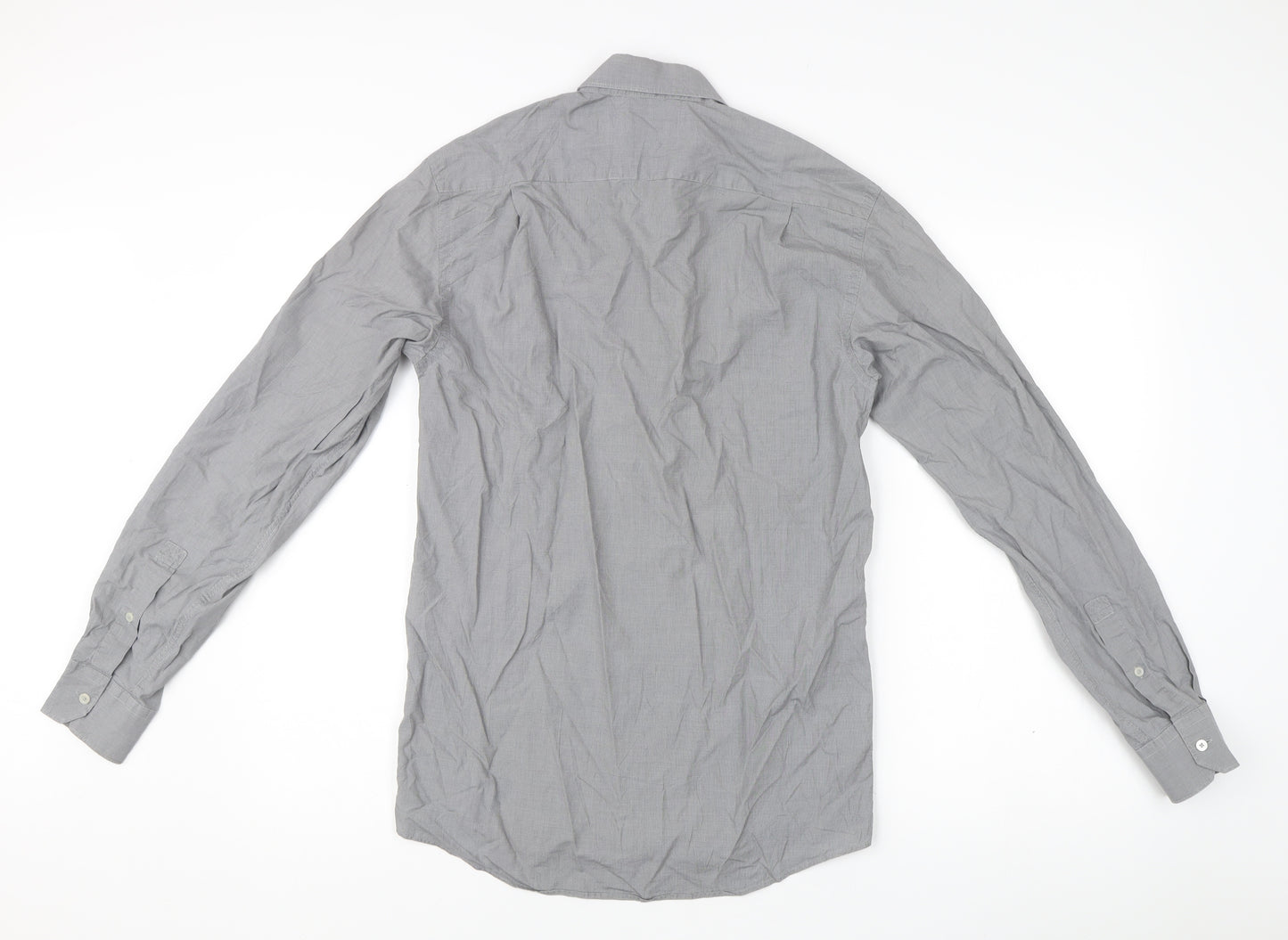 Reiss Men's Grey Check Cotton Long Sleeve Dress Shirt Size S