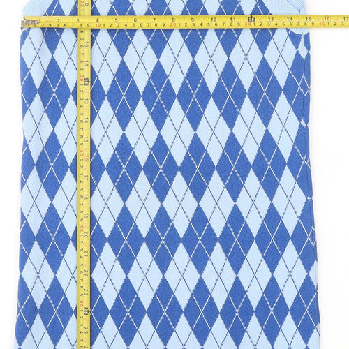 Zara Women’s Blue Argyle Sleeveless Knit Knee Length Dress M